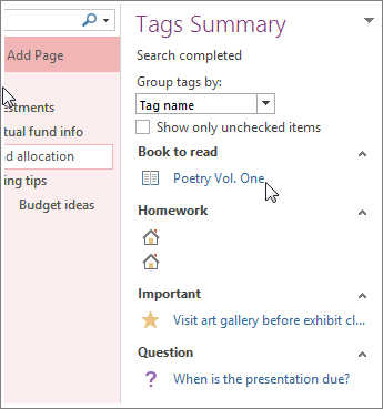 search tags onenote for mac